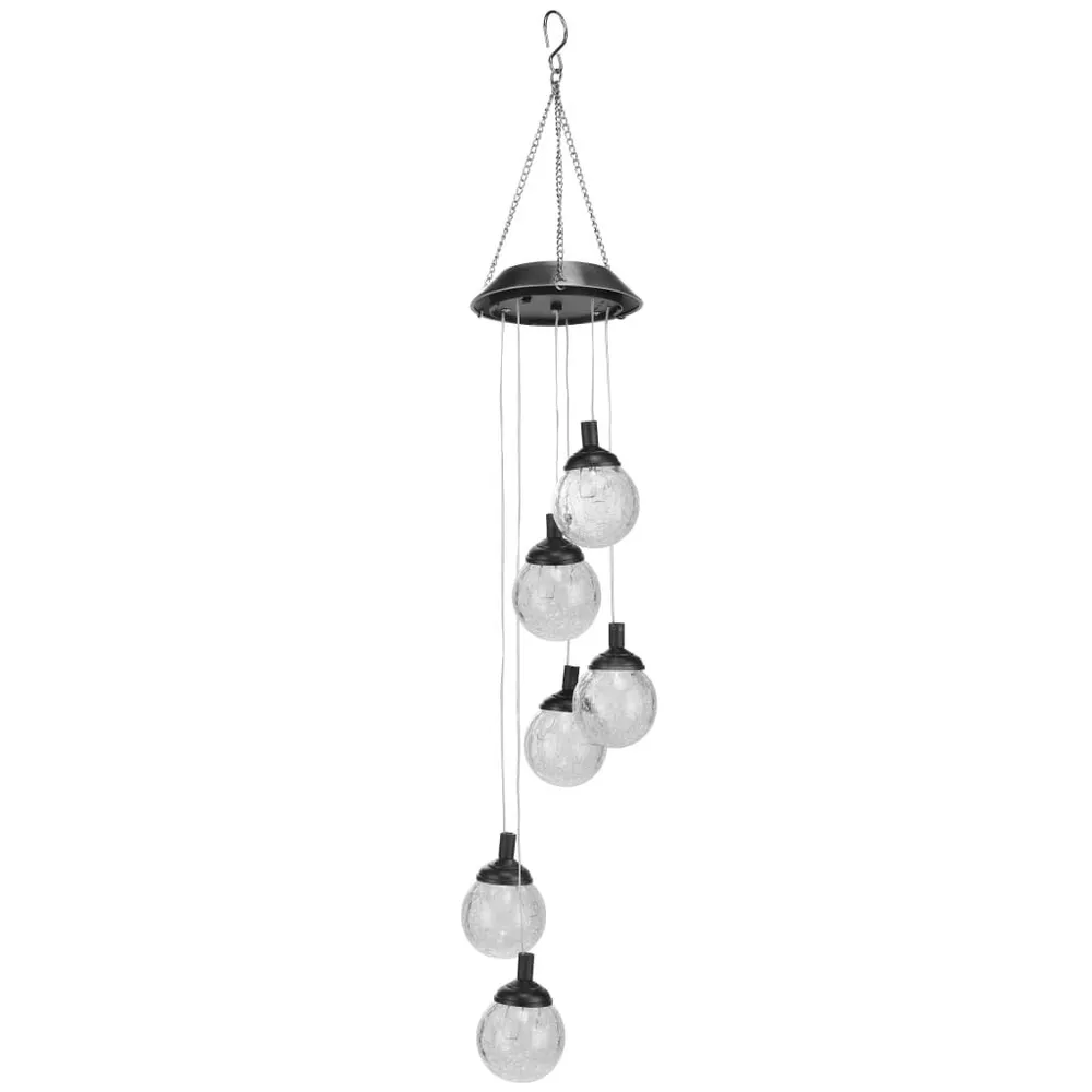 HI Decoratielamp solar LED 6 peertjes craquelé glas