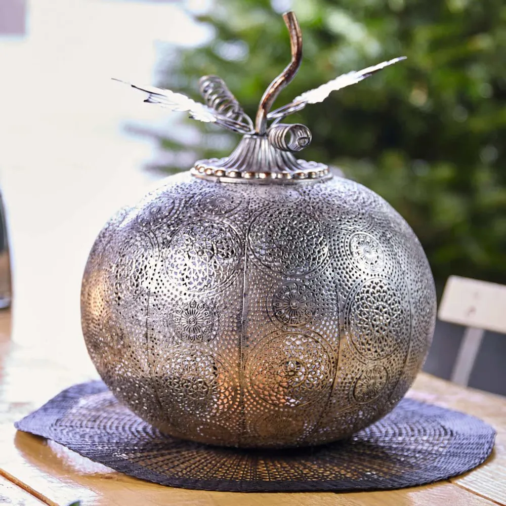 Luxform Tuinlamp op batterijen Pumpkin antiekzilverkleurig