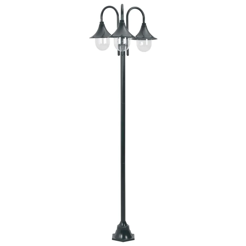 Paalverlichting tuin E27 220 cm aluminium donkergroen 3-delig