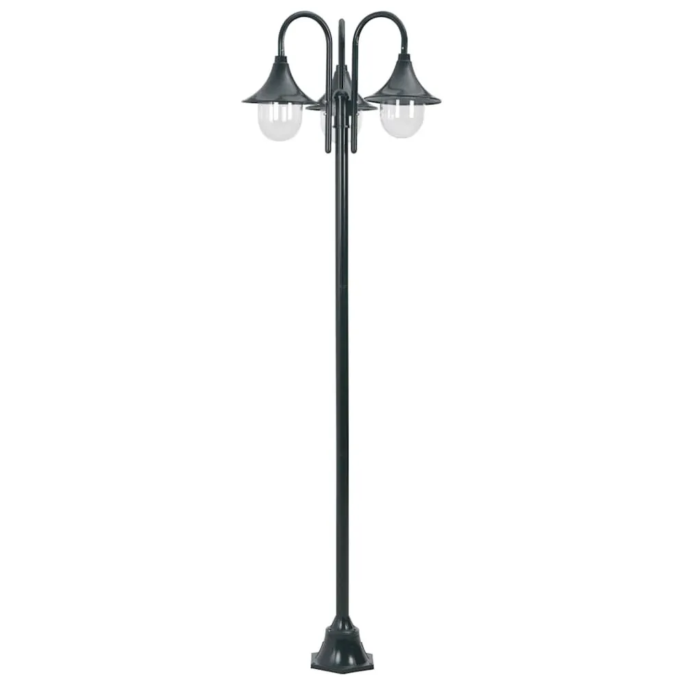 Paalverlichting tuin E27 220 cm aluminium donkergroen 3-delig