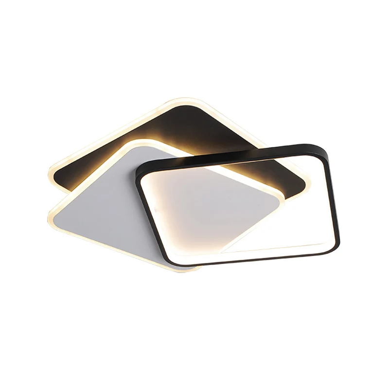 17"/21" W Actueel LED Surface Ceiling Lamp Black-White Spiral Design Square Flushmount Iron Frame Warm/White Light Black