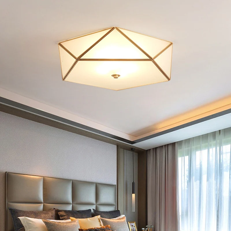 Afgeschuinde box hotel inbouw mat wit glas enkele post-moderne plafondlamp goud, 14"/18" breedte - Incl. Garantie