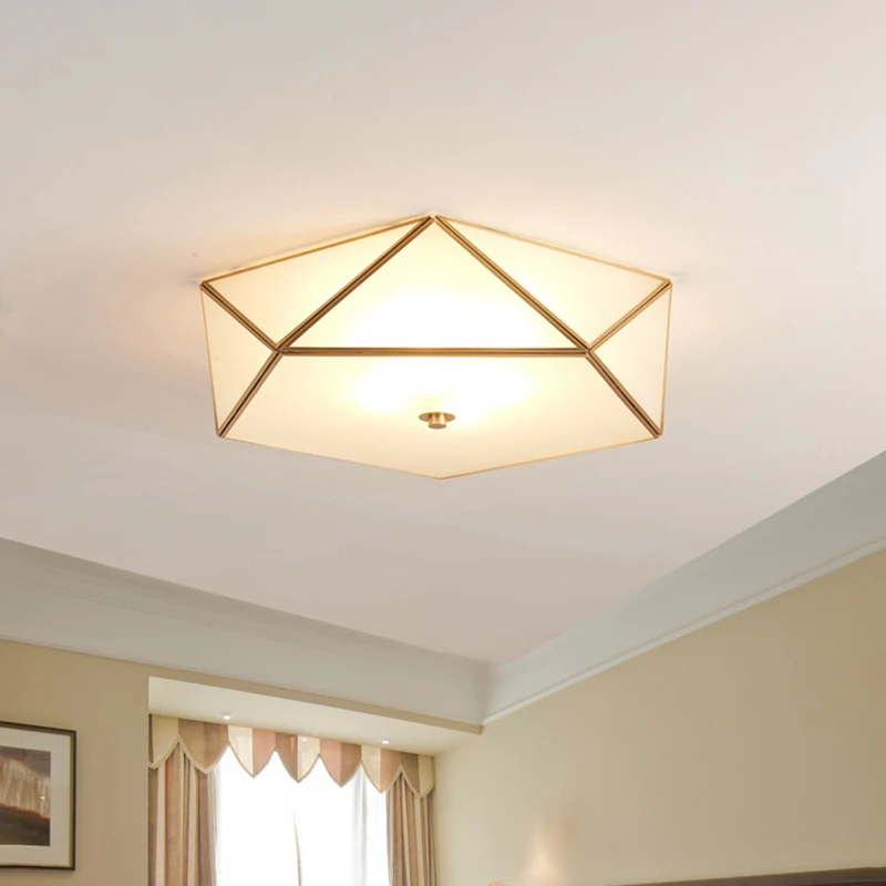 Afgeschuinde box hotel inbouw mat wit glas enkele post-moderne plafondlamp goud, 14"/18" breedte - Incl. Garantie