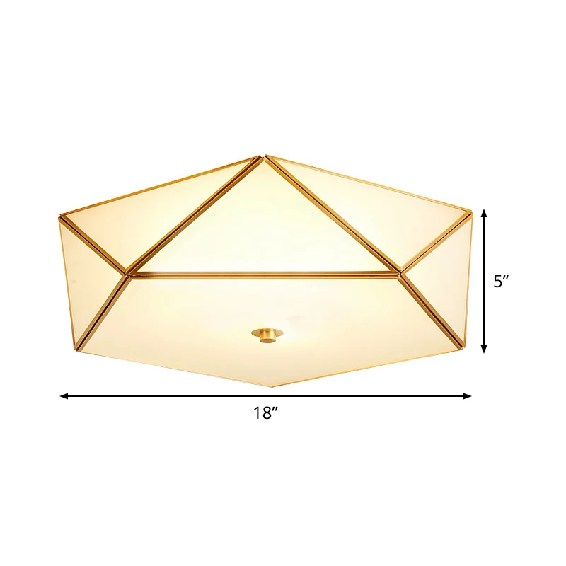 Afgeschuinde box hotel inbouw mat wit glas enkele post-moderne plafondlamp goud, 14"/18" breedte - Incl. Garantie