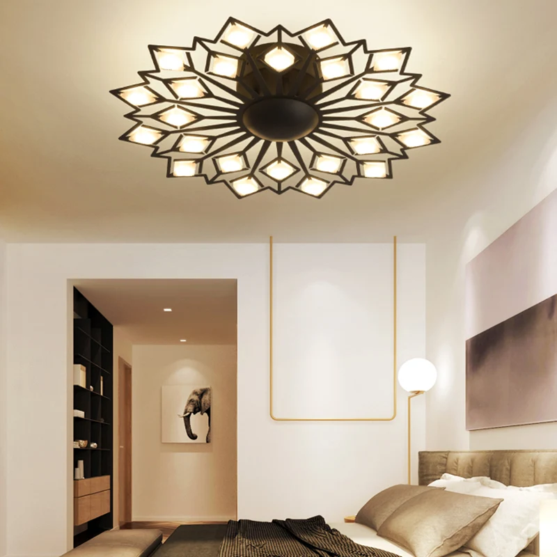Energiezuinige LED Bloemen inbouwlamp eigentijds metaal zwart/wit LED slaapkamer plafondgemonteerd armatuur