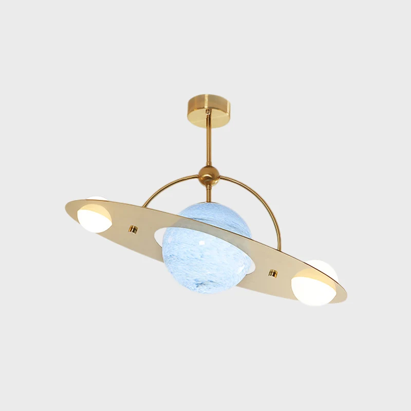 Energiezuinige LED Saturn semi-inbouw plafondlamp cartoon wit glas 2 lampen wit/beige/blauw inbouwlamp