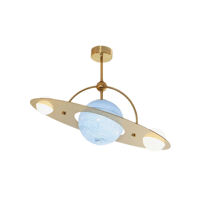 Energiezuinige LED Saturn semi-inbouw plafondlamp cartoon wit glas 2 lampen wit/beige/blauw inbouwlamp