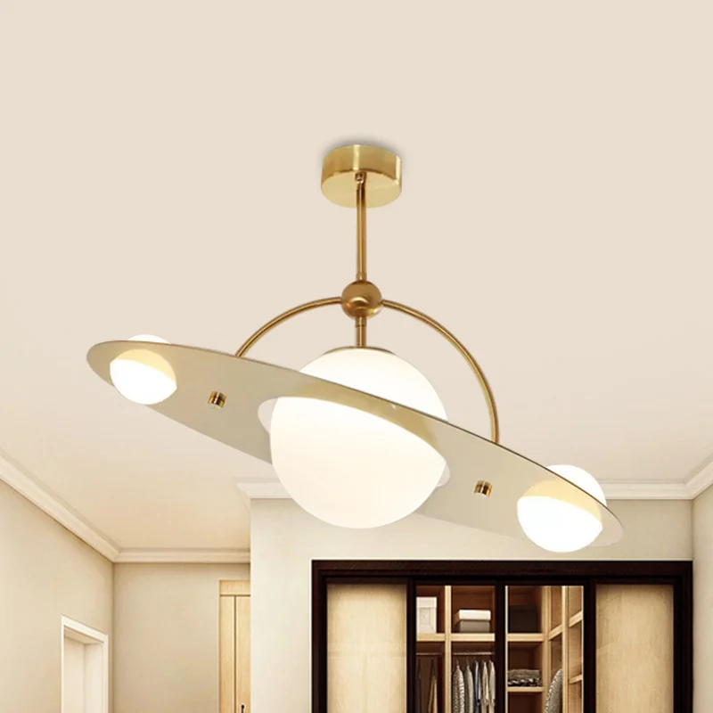 Energiezuinige LED Saturn semi-inbouw plafondlamp cartoon wit glas 2 lampen wit/beige/blauw inbouwlamp