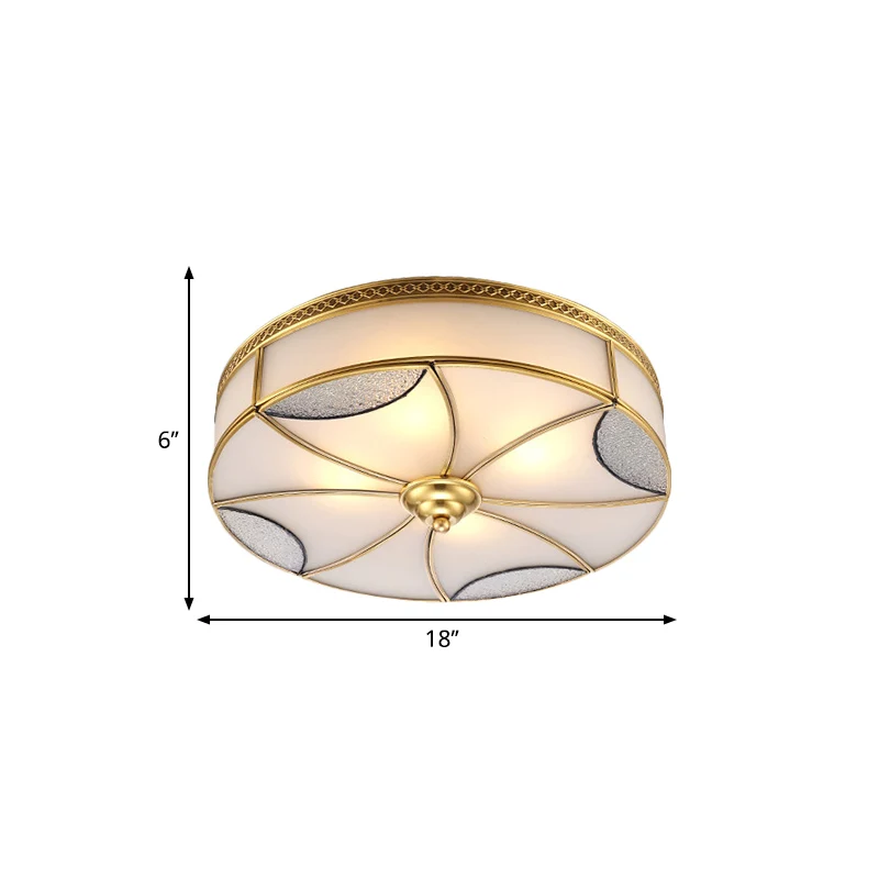 Gecertificeerd IP44 Goud 4/6 lampen plafondmontage klassiek stijl gebogen matglazen paneel drum inbouwlamp voor woonkamer,...