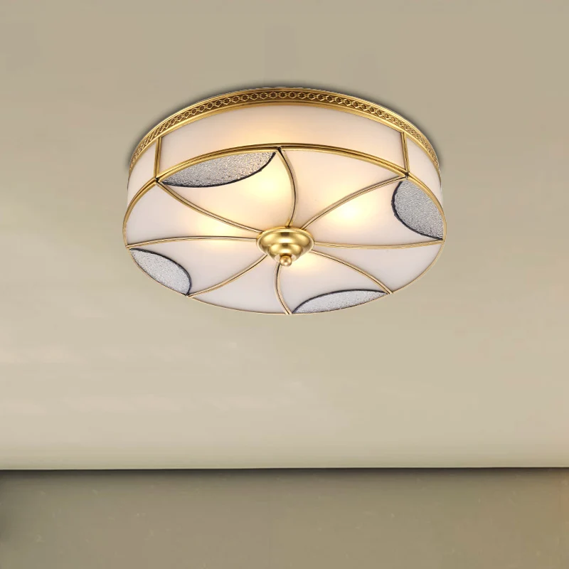 Gecertificeerd IP44 Goud 4/6 lampen plafondmontage klassiek stijl gebogen matglazen paneel drum inbouwlamp voor woonkamer,...