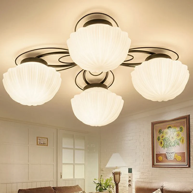 Geribbelde crèmekleurige glazen zwarte inbouwkroonluchter Bowl Klassieke semi-inbouwlamp voor eetkamer - Incl. Garantie