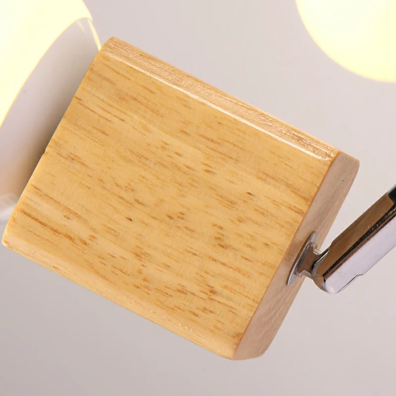 Houten kubus semi-gemonteerde verlichting Scandinavisch wit en lichtbruin plafondinbouwlamp met open lampontwerp