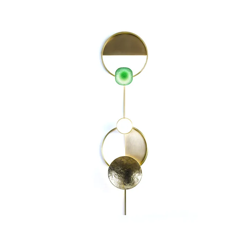 Minimalistische Orbit wandkandelaarlamp 10"/12,5"/17" brede metalen wandlamp messing, wit zwak
