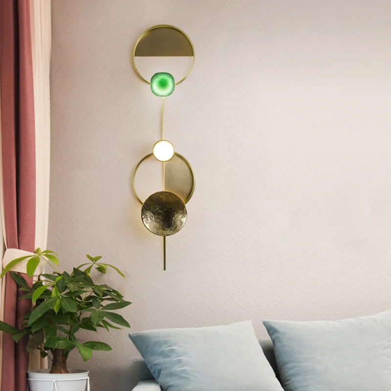 Minimalistische Orbit wandkandelaarlamp 10"/12,5"/17" brede metalen wandlamp messing, wit zwak