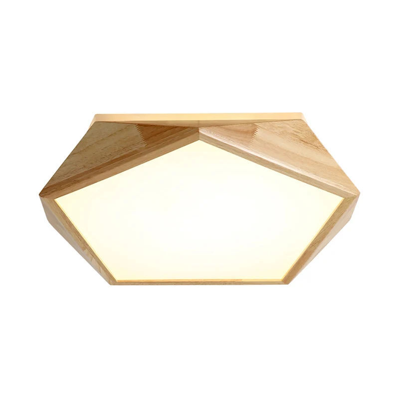 Modernist Pentagon Ceiling Flush Wood 16.5"/20.5" Sprei LED Bedroom Flush Mount Lamp Beige, Warm/White Light - Incl. Garan...