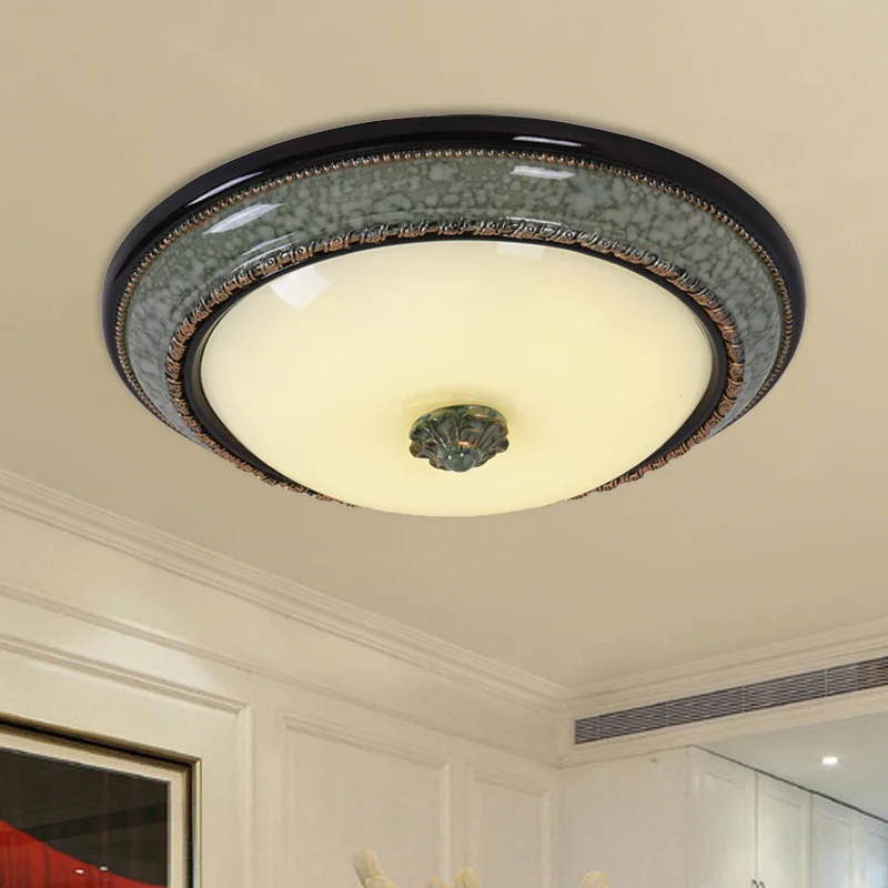 Opaal matglazen komplafondlamp Klassieke slaapkamer LED-inbouwarmatuur met faux marmeren rand, 14"/16"/19,5" W | Snel Leve...