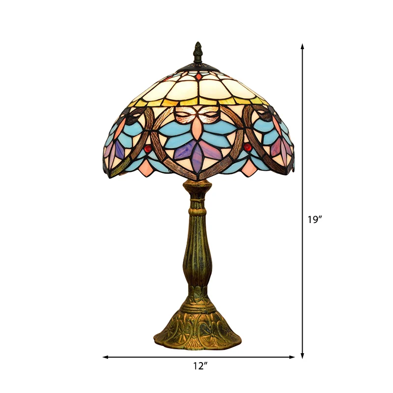 Tiffany Victoriaanse 8"/12"/16" brede bureaulamp 1 zwak gebrandschilderd glas bureaulamp antiek messing voor woonkamer