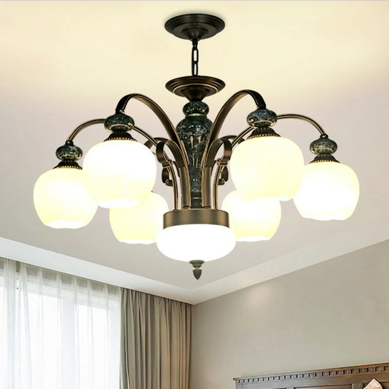 Wit glazen bloemvormige plafondverlichting Traditionele eetkamer kroonluchter lichtarmatuur | Snel Leverbaar