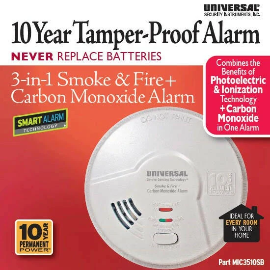 3--1 Smoke, Fire and Grafiet Monoxide Smart Alarm 10 Year Sealed Battery