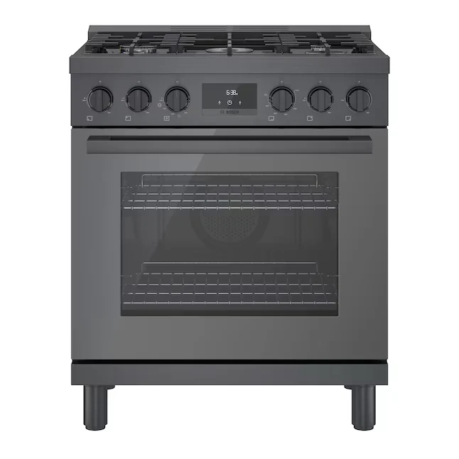 Brandwerend Bosch 800 Series Industrial Style 30- 5 Burners 3.7-cu ft Convection Oven Freestanding Ongemaakt Gas Range (Bl...