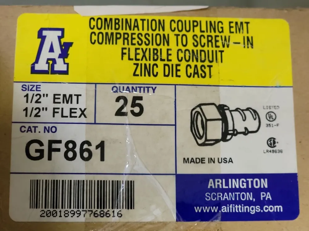 1/2" Combination Coupling EMT to Flex GF861 (Box 25)