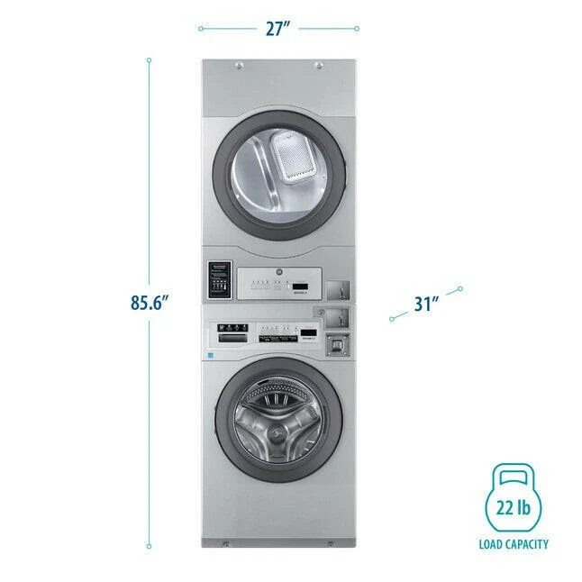 Crossover Gas Stacked Laundry Center ( Stainless Rvs ) met CE-Keurmerk