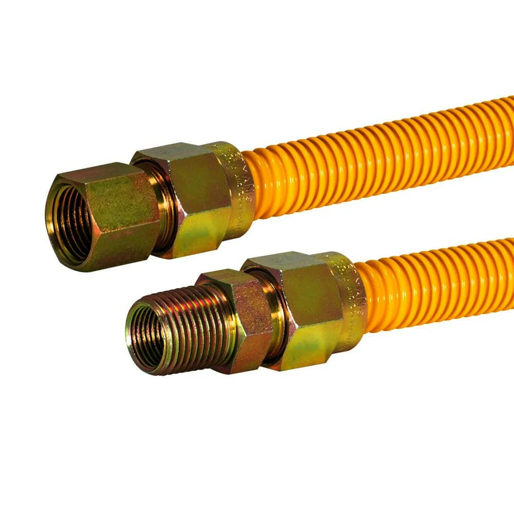 Eastman 5/8″ OD Yellow Epoxy Coated Stainless Staal Gas Connector (12" Length)