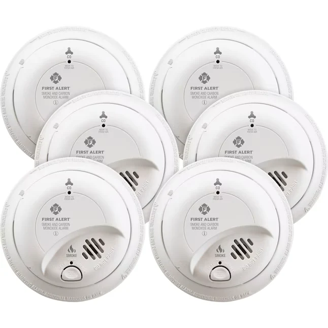 First Alert Brk 6-Pack Hardwired Combination Smoke and Koolstof Monoxide Detector