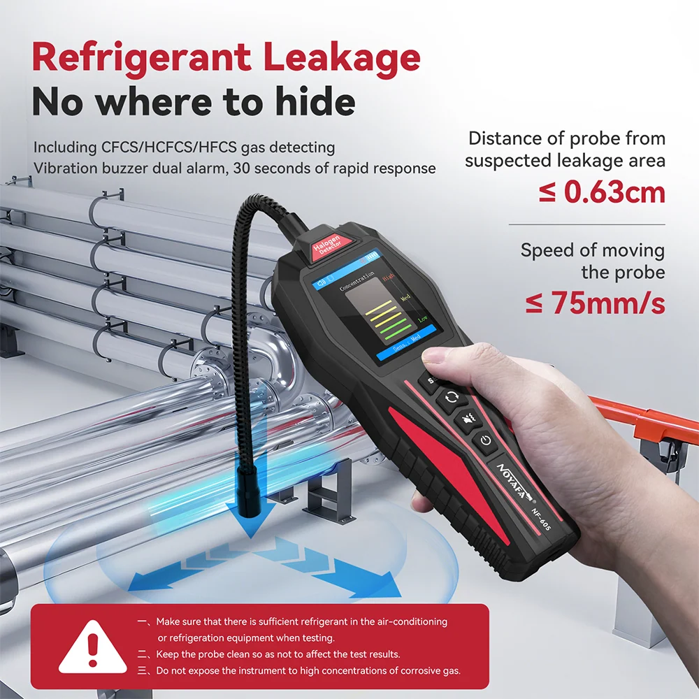 Gecertificeerd Noyafa NF-605 Halogen Gas Detector - Foutloos Refrigerant Leak Detection Tool HVAC, Chemical & Industrial Use