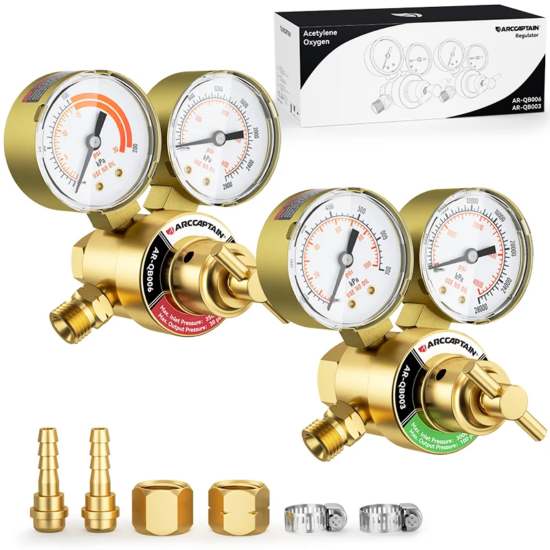 Oxygen Acetylene Welding Gas Regulators CGA540 and CGA200 Set
