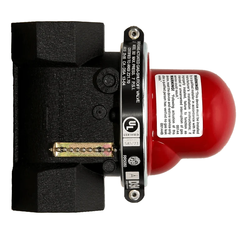 Pacific Seismic Products VB-312 Series 1-1/4" 60PSI Vertical Bottom Inlet Threaded High Pressure Earthquake Gas Shut-Off V...