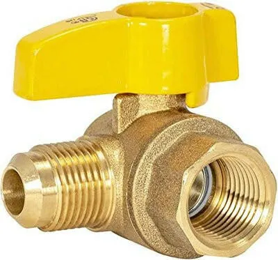 Professionele Kwaliteit Eastman 3/4 . FIB x 5/8 . Flare Angled Messing Gas Ball Valve