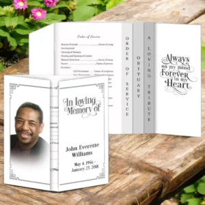 Silver Frame Gatefold-Graduated Combo Funeral Program Design & Print (Pack 50)