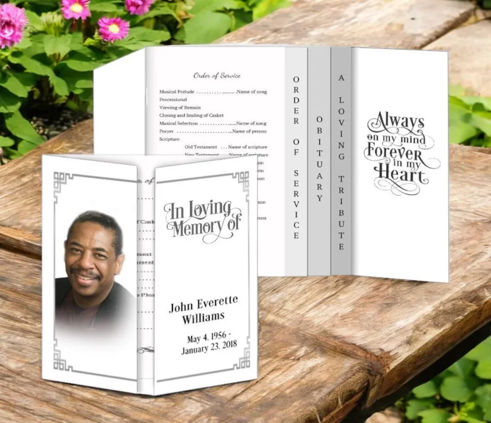 Silver Frame Gatefold-Graduated Combo Funeral Program Design & Print (Pack 50)
