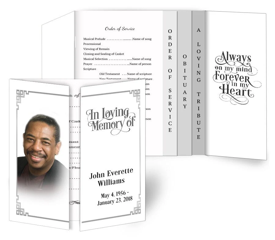 Silver Frame Gatefold-Graduated Combo Funeral Program Design & Print (Pack 50)