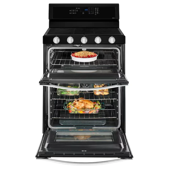 Whirlpool 30- 5 Burners 3.9-cu ft / 2.1-cu ft Self-cleaning Convection Oven Freestanding Natural Gas Double Oven Gas Range...