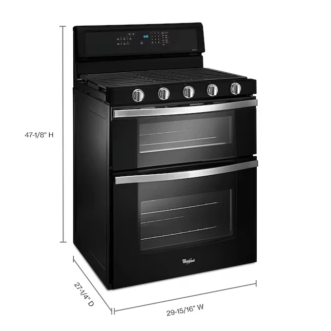 Whirlpool 30- 5 Burners 3.9-cu ft / 2.1-cu ft Self-cleaning Convection Oven Freestanding Natural Gas Double Oven Gas Range...