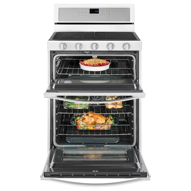 Whirlpool 30- 5 Burners 3.9-cu ft / 2.1-cu ft Self-cleaning Convection Oven Freestanding Natural Gas Double Oven Gas Range...