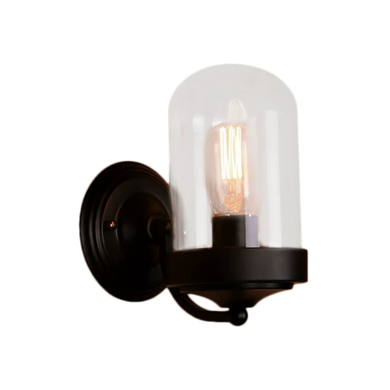 Capsule wandgemonteerd lichtarmatuur 1/2 lamp industriële zwart glanzend glazen verlichting voor veranda