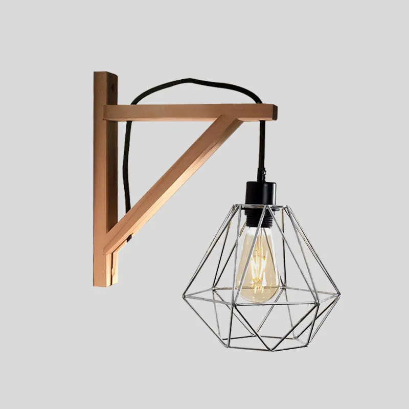 Emergency Backup Zwart 1-lichts wandlamp loft-stijl ijzer peervormig / diamanten kooi / vogelkooi wandgemonteerd armatuur...