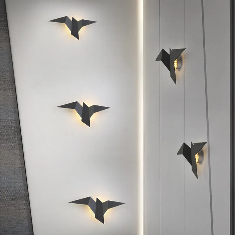 Metallic vogelachtige schansverlichting Modernistisch wit/zwart/goudkleurige LED-wandlamparmatuur wit/warm/natuurlijk helder