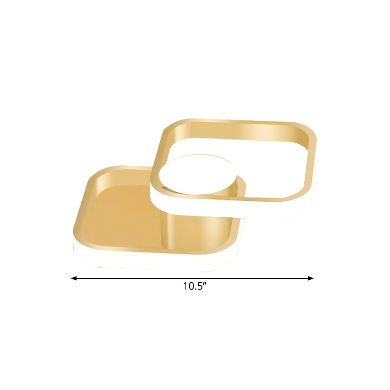 Plafondverlichting met metalen vierkant frame, eenvoud, LED-gouden inbouwarmatuur warm/wit zwak