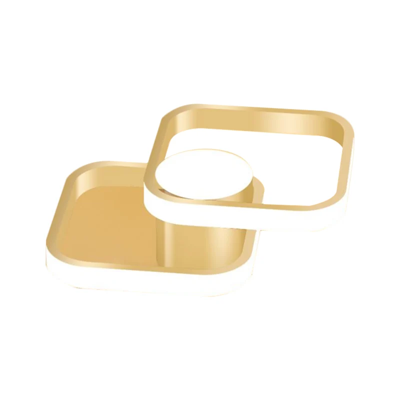 Plafondverlichting met metalen vierkant frame, eenvoud, LED-gouden inbouwarmatuur warm/wit zwak