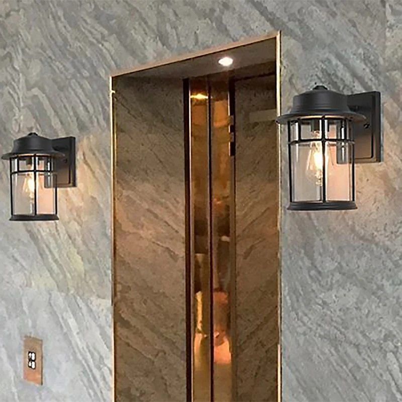 Ravenzwart One Light Sconce Light Industrieel Helder Glazen Cilinder Verlichtingsarmatuur met Rechthoekige/Ronde Achterplaat