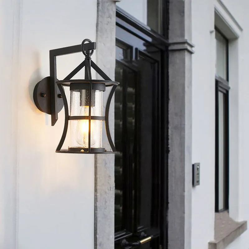Ravenzwart One Light Sconce Light Industrieel Helder Glazen Cilinder Verlichtingsarmatuur met Rechthoekige/Ronde Achterplaat