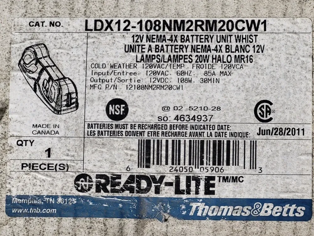 Ready-Lite Emergency Light Unit LDX12-108NM2RM20CW1 voor Plafondmontage