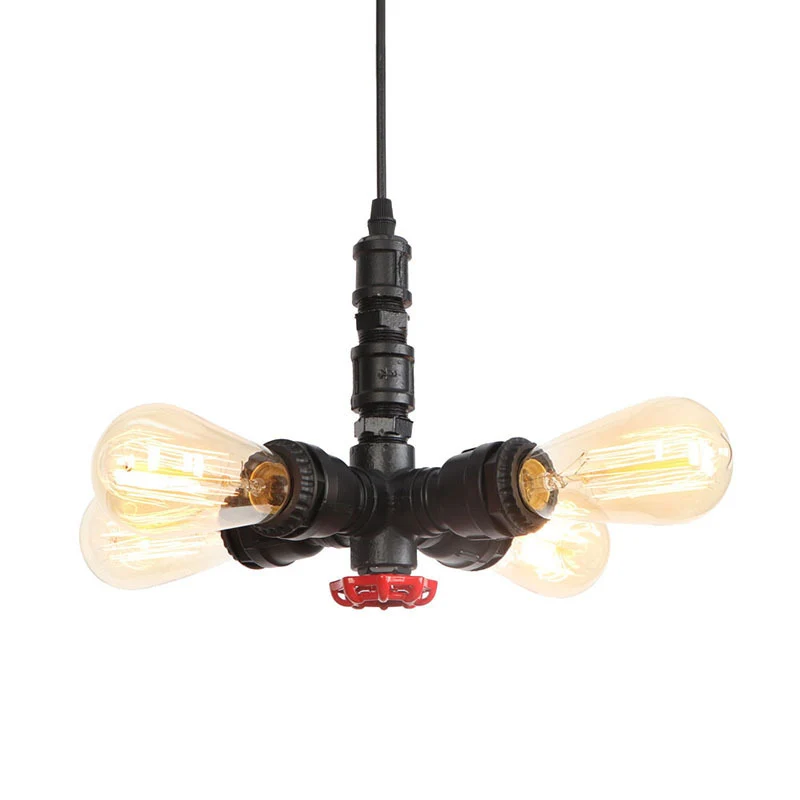 Waterpijp kroonluchter lichtarmatuur roestafwerking Industriële 4-lichts industriële Edison-lamp Bar Cafe Shop hanglamp vo...