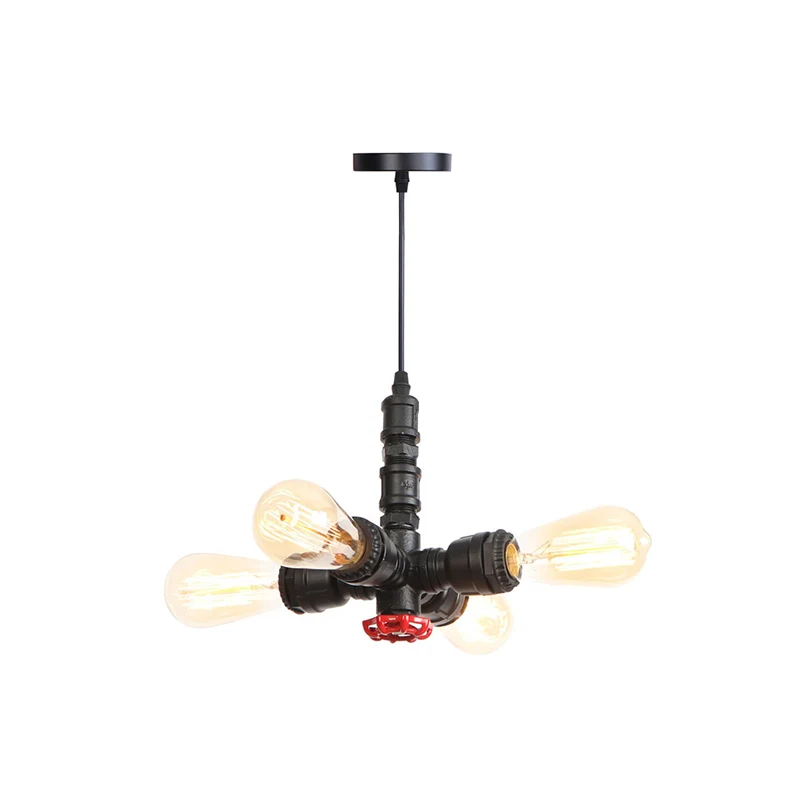 Waterpijp kroonluchter lichtarmatuur roestafwerking Industriële 4-lichts industriële Edison-lamp Bar Cafe Shop hanglamp vo...