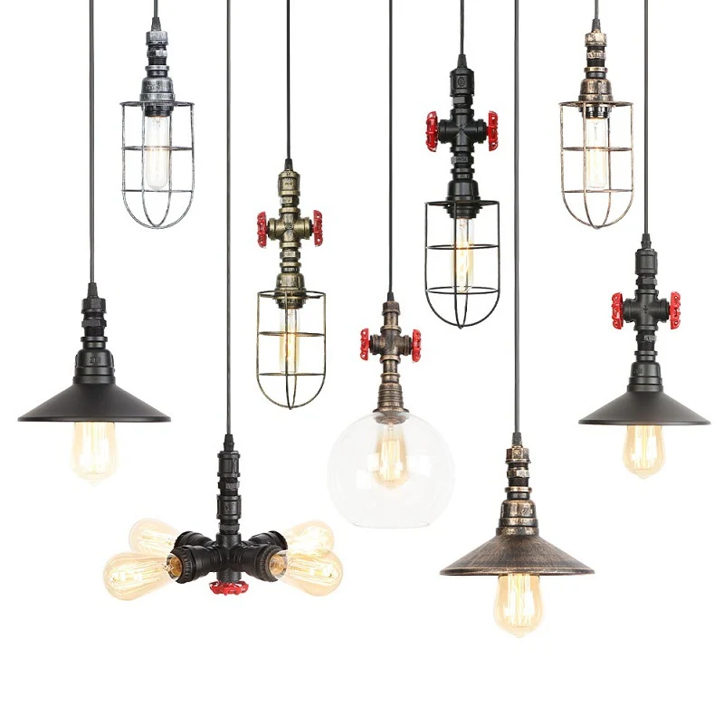 Waterpijp kroonluchter lichtarmatuur roestafwerking Industriële 4-lichts industriële Edison-lamp Bar Cafe Shop hanglamp vo...