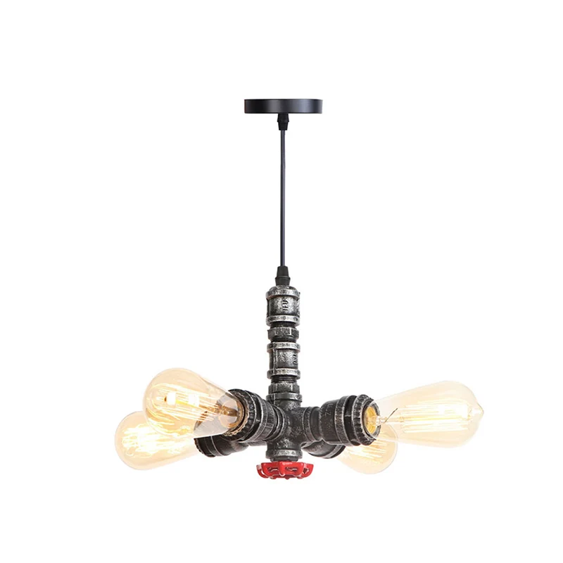 Waterpijp kroonluchter lichtarmatuur roestafwerking Industriële 4-lichts industriële Edison-lamp Bar Cafe Shop hanglamp vo...